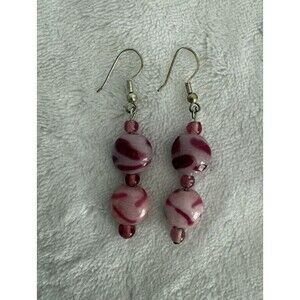 Women’s Pink Beaded Dangle Earrings - 2 Inch